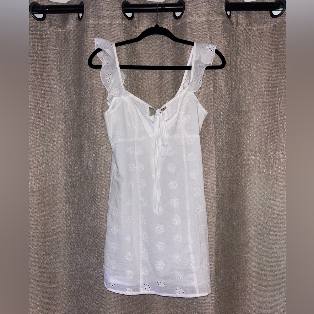 Commense Coastal Cowgirl Eyelet Zippered Tied Front Short Dress XS (Extra Small)